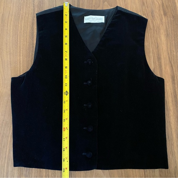 Vintage Black Velvet Waistcoat Tie Back Formal Vest S/M - Picture 4 of 7